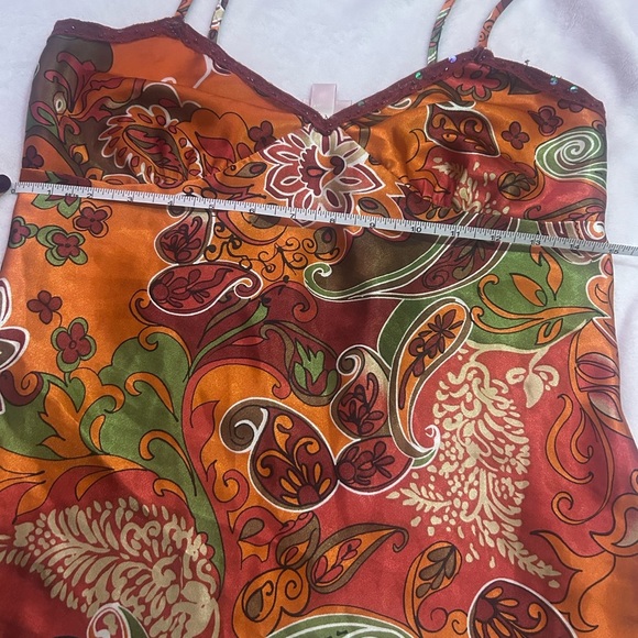 Satin Paisley Vibrant Vintage Y2k Camisole Tank Top Cami - Picture 9 of 9